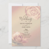 Peachy Roze Rozen Elegant Bloemen Bruiloft Kaart (Voorkant)