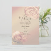 Peachy Roze Rozen Elegant Bloemen Bruiloft Kaart (Staand voorkant)