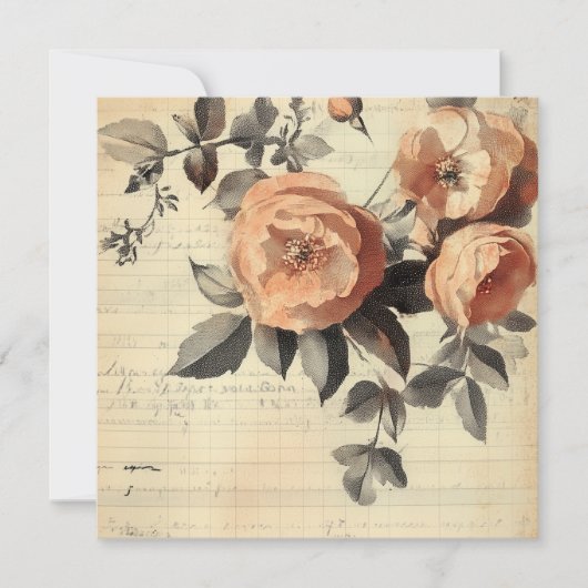Peachy Rozen Junk Journal Papieren Blad Kaart (Voorkant)