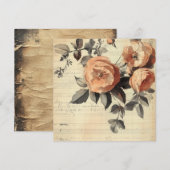 Peachy Rozen Junk Journal Papieren Blad Kaart (Voorkant / Achterkant)