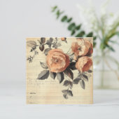 Peachy Rozen Junk Journal Papieren Blad Kaart (Staand voorkant)
