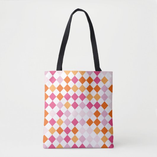 Peachy Sunset Harlequin Tote Bag (Voorkant)