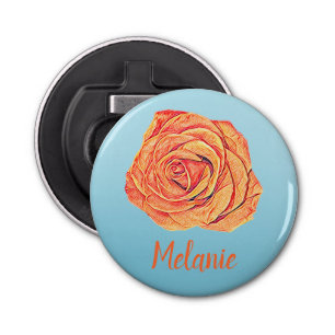 Peachy Tangerine Roos Button Flesopener