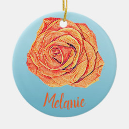 Peachy Tangerine Roos Keramisch Ornament