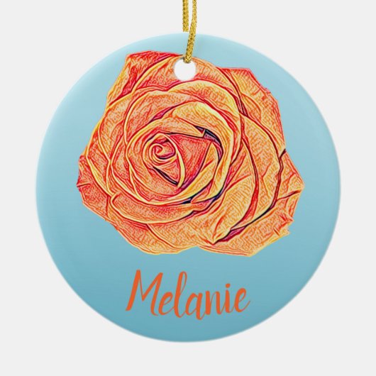 Peachy Tangerine Roos Keramisch Ornament (Voorkant)