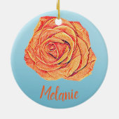 Peachy Tangerine Roos Keramisch Ornament (Achterkant)