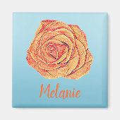 Peachy Tangerine Roos Magneet (Voorkant)