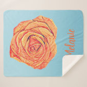 Peachy Tangerine Roos Sherpa Deken (Voorkant (horizontaal))