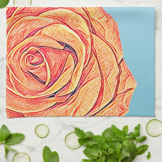 Peachy Tangerine Roos Theedoek (Gevouwen)