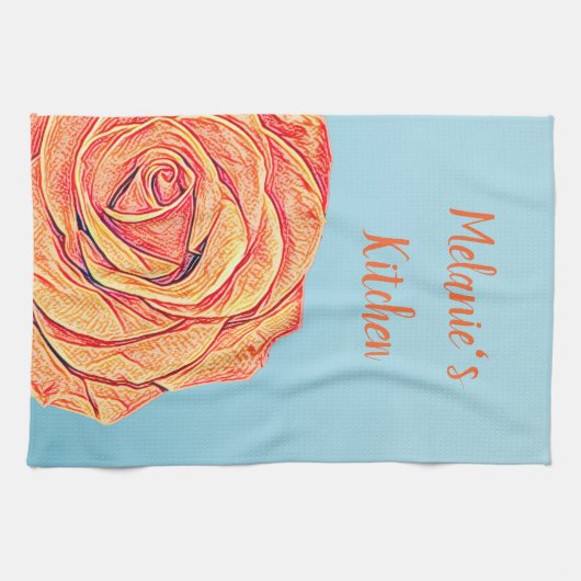 Peachy Tangerine Roos Theedoek (Horizontaal)