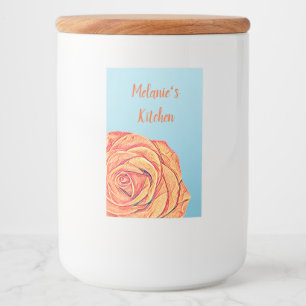 Peachy Tangerine Roos Voedselcontainer Etiket