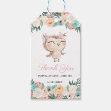 Peachy Uil Dank u Favor Tag