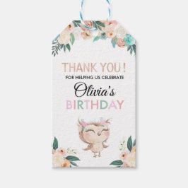 Peachy Uil Verjaardag Favor Tag Cadeaulabel