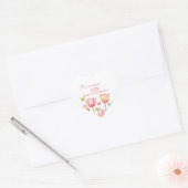 Peachy Watercolor Tulips Floral  Hart Sticker (Envelop)