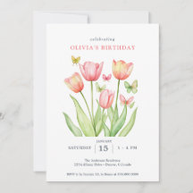 Peachy Watercolor Tulips Floral 