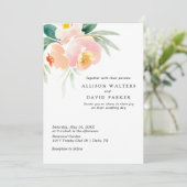 Peachy Waterverf Bloemen bruiloft uitnodiging Kaar (Staand voorkant)