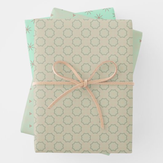 Peachy Whimsicality Wrapping Paper Flat Sheet Set (In situ)