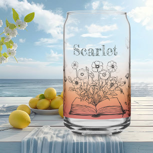 Peachy Wildflower en Vlinders Blikvorm Glas