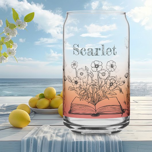 Peachy Wildflower en Vlinders Blikvorm Glas