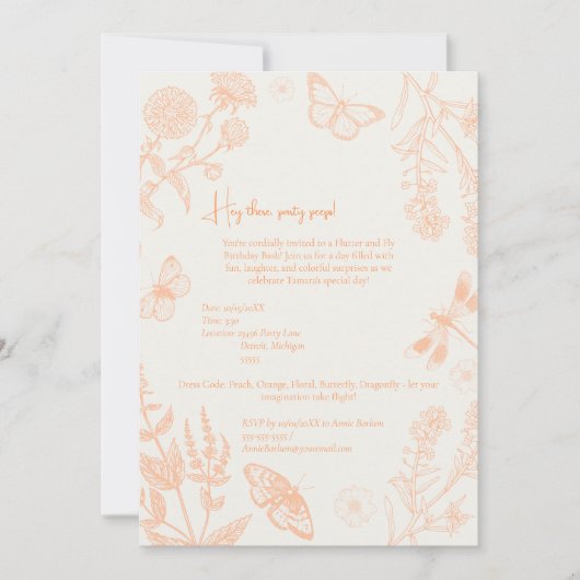 Peachy Wings and Flutter Things Verjaardag Kaart (Voorkant)