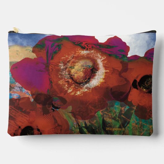 Peacin' Poppies Large Pouch Etui (Voorkant)