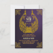 Peacock 1920s Art Deco 50th Birthday Invitation Kaart (Voorkant)