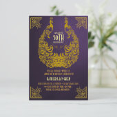 Peacock 1920s Art Deco 50th Birthday Invitation Kaart (Staand voorkant)