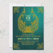 Peacock 1920s Art Deco Wedding Invitation Kaart (Voorkant)