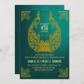 Peacock 1920s Art Deco Wedding Invitation Kaart (Voorkant / Achterkant)