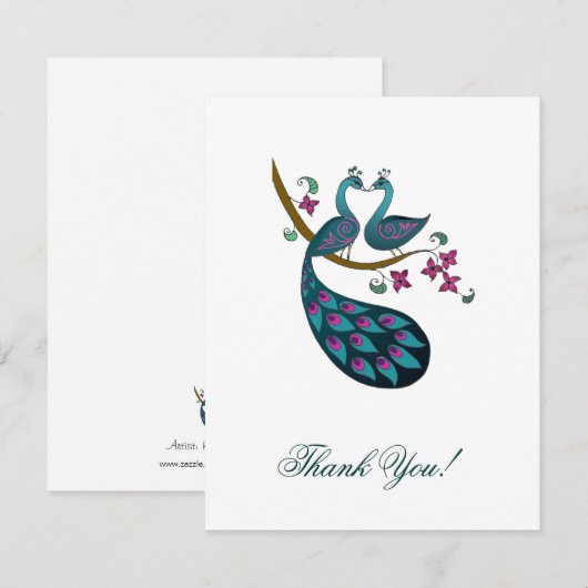 Peacock -1 Dank je wel Notitiekaartje (Voorkant / Achterkant)