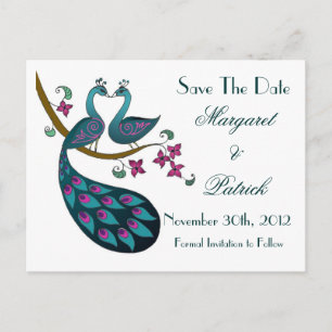 Peacock -1 Save the Date Briefkaart