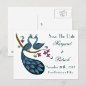 Peacock -1 Save the Date Briefkaart (Voorkant / Achterkant)