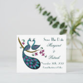 Peacock -1 Save the Date Briefkaart (Staand voorkant)