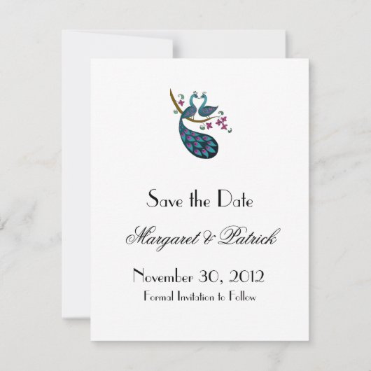 Peacock -1 sparen de notitieboekje van de Datum Save The Date (Achterkant)