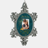 Peacock 1e Kerstmis Foto Tin Sneeuwvlok Ornament (Links)