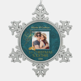 Peacock 1e Kerstmis Foto Tin Sneeuwvlok Ornament