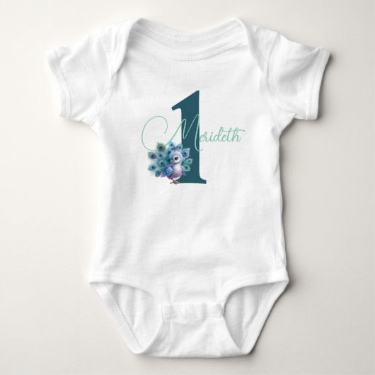 Peacock 1st Birthday Bodysuit (Voorkant)