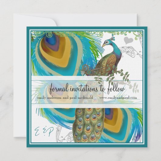  Peacock 3 Veer sparen de Datum Save The Date