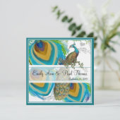  Peacock 3 Veer sparen de Datum Save The Date (Staand voorkant)