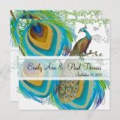 Peacock 3 Veer sparen de Datum Save The Date (Voorkant / Achterkant)