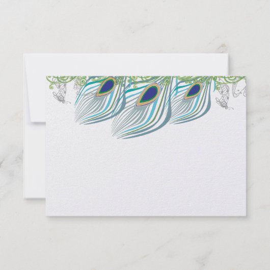 Peacock  3 veren Dank u Bedankkaart (Achterkant)