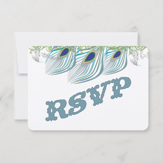 Peacock 3 veren Dank u RSVP Kaartje (Voorkant)