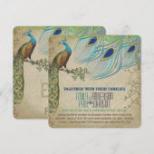 Peacock 3 Verfveren oud papier Kaart (Voorkant / Achterkant)