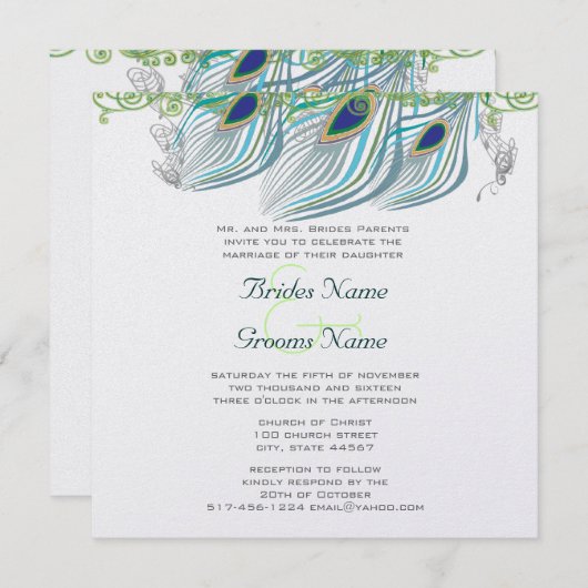 Peacock 3 Veters Kaart (Voorkant / Achterkant)