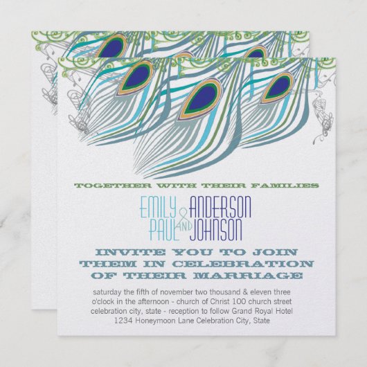 Peacock 3 Veters Kaart (Voorkant / Achterkant)