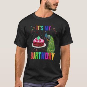 Peacock 4th Birthday Cute Birds Animal Graphic T-shirt