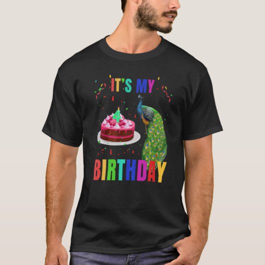 Peacock 4th Birthday Cute Birds Animal Graphic T-shirt (Voorkant)