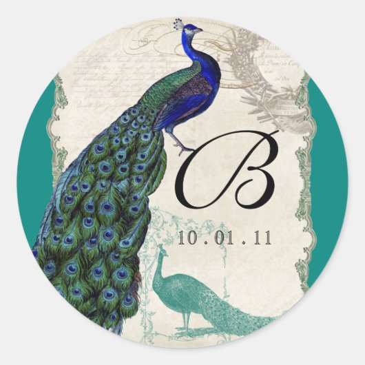  Peacock 5 - Huwelijkszegel of Sticker (Voorkant)