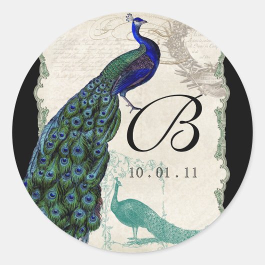  Peacock 5 - Huwelijkszegel of Sticker (Voorkant)