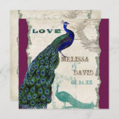 Peacock 5 - officiële bruiloft uitnodiging (Voorkant / Achterkant)